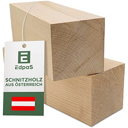 EdpaS Blocco per tornitura in acero - Set di 2 blocchi di legno (20x7x7 cm) - Grandi blocchi di legno per intaglio - Legno duro naturale per intaglio e tornitura
