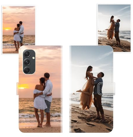Sunrive Personalisierte hülle kompatibel mit Samsung Galaxy A54 5G Handyhülle Benutzerdefiniert,Schutzhülle Lederhülle handykette universal Etui mit Eigenem Foto Bild Text Individuelle