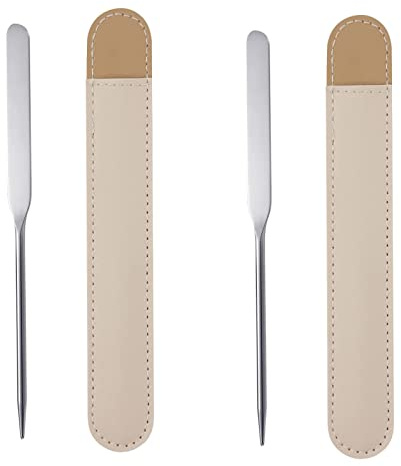 JEOPKO 2 Pcs Makeup Spatula Tool Metal, 420 Stainless Steel Cosmetics Reusable Metal Cosmetic Spatula for Artist Tool Beauty Salon Women