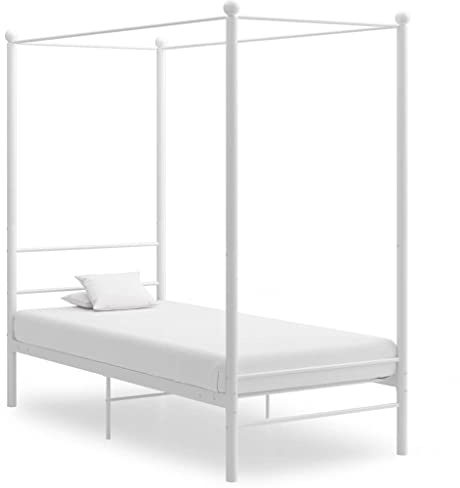 INLIFE Himmelbett Weiß Metall 100x200 cm,18.5kg,325055