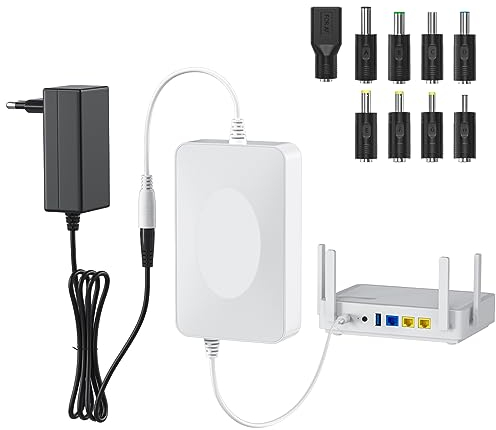 Skazeke Batería de Repuesto para Router, 15000 mAh, Fuente de alimentación ininterrumpida con Salida CC 9 V/2 A, 9 Puertos DC para módem, cámaras IP, luz LED y más (Blanco)