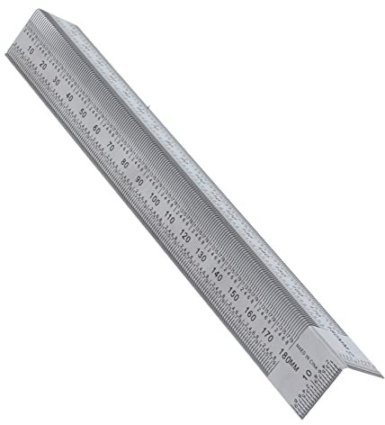 OUSIKA Accuracy Bend Edelstahl 90° doppelseitiges Anreißlinienwerkzeug for Holzbearbeitung Zimmermannswinkel 0?180mm, quadratisch Lineal