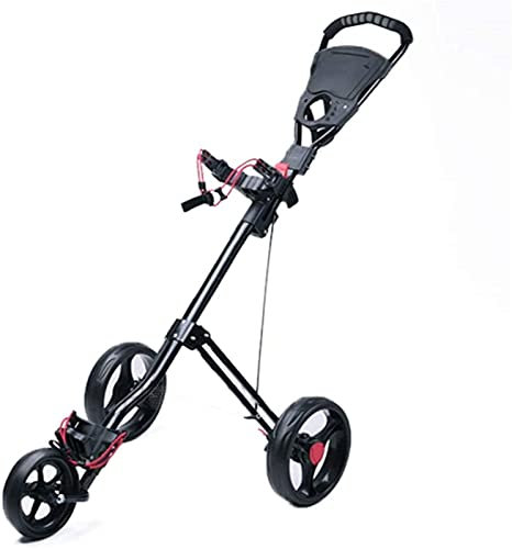 ZAANU Golf-Push-Cart-Trolley, 3 Räder, leicht, faltbar, Golf-Trolley, 3 Räder, Golf-Push-Cart, Golf-Cart, schwenkbar, faltbar, Push-Pull-Cart, Golf-Trolley, zusammenklappbarer Wagen, EIN