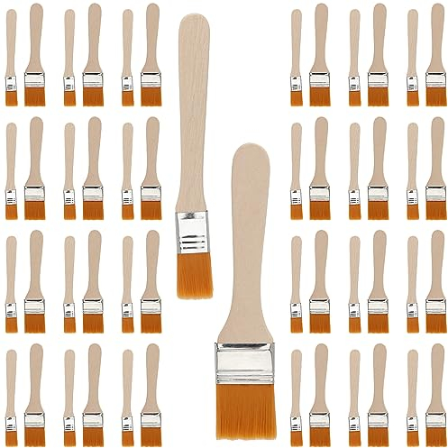 CHUEHKAK 50 Stück Lasurpinsel Set,Breite 15mm 30mm,Flachpinsel Malerpinsel Set mit Holzgriff, Kleine Flach Pinsel, Lasurpinsel Holz Set für Malerbedarf Malerei DIY,Chalk Paints und Wandfarben