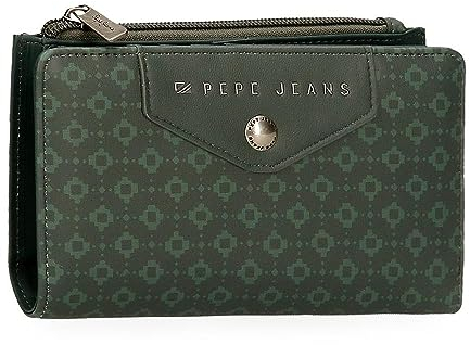 Pepe Jeans Bethany Geldbörse mit Kartenhalter, Grün, 17 x 10 x 2 cm, Kunstleder, grün, Talla única, Brieftasche mit Kartenhalter