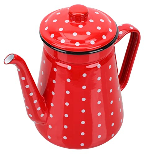 Enamelware Percolator Coffee Pot Camping: 1. 5L Vintage Campsite Coffee Pot with Enamel Coating Gloss Finish for Cabin RV Kitchen Groups Backpacking/729