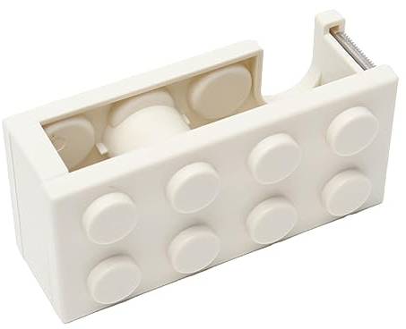 Klebebandabroller, Kleiner und Filigraner Desktop-Klebebandabroller mit Scharfer Klinge, Niedlicher Mini-Klebebandabroller in Bausteinform für Büro, Schule, Zuhause (Weiß)