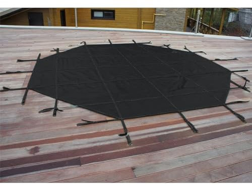 LXLZYXSF Winter Pool Safety Mesh Black Round Inground Pools Protector, Weather Resistance Swimming Pools Cover for Drowning And Leaves Prevention, with Mounting Accessories (Size : 8ft/2.4m D)