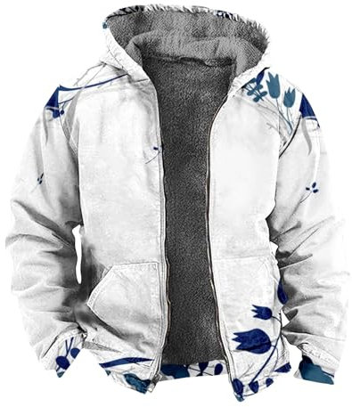 KONG JIMFAN Sweatjacke Herren Strickjacken Kapuzenmantel Hoodie Jacke Herren Herren Steppjacken Sakko Herren Schwarz Sweatjacke Herren -Sportfitness -Kapuzepullover Strickfleecejacke(White,M)