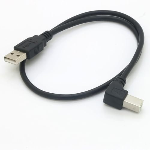 Tivid 19inch 90 Degree Printer Cable Right Angle USB USB 2.0 A Male to B Male Printer Scanner USB B Cable Cord with 480Mbps (Left Angle, 1.6Feet)