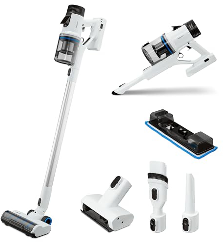 MEDION P400 W aspirateur Balai Eau et poussière sans Fil (sans Sac, Technologie cyclonique, 400 Watts, aspirateur à Manche 2en1, Batterie, capteur de poussière, HEPA H13, écran Tactile LED)