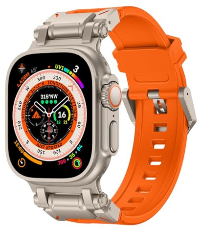 Sportband för Apple Watch Ultra 2/Ultra, 49 mm, 45 mm, 44 mm, 42 mm, för män, hållbar silikon, med metallkontakt, iWatch Ultra 9, 8, 7, 6, 5, 4, 3, SE, 49mm/45mm/44mm/42mm