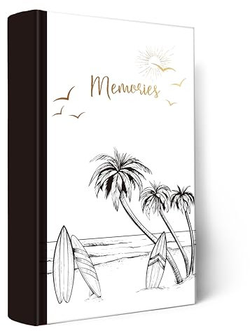 Holoary Travel Photo Album 4x6 300 Photos Three Pictures Per Page, Memo Writing Area for Each Pocket, Vacation Photo Album Printed Book Cover Travel Design Honeymoon Memories