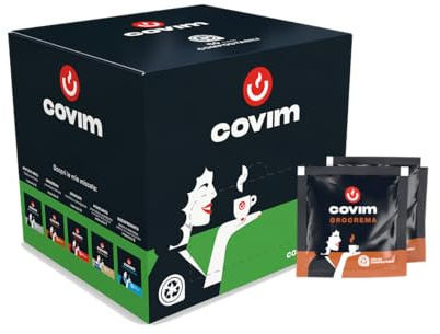 Covim Caffè - Cialde di Caffè Orocrema, 200 Compostabili Monodose (4x50pz), Intensità 9, Compatibili ESE 44 mm, Espresso Cremoso e Intenso con Aroma di Legno Tropicale