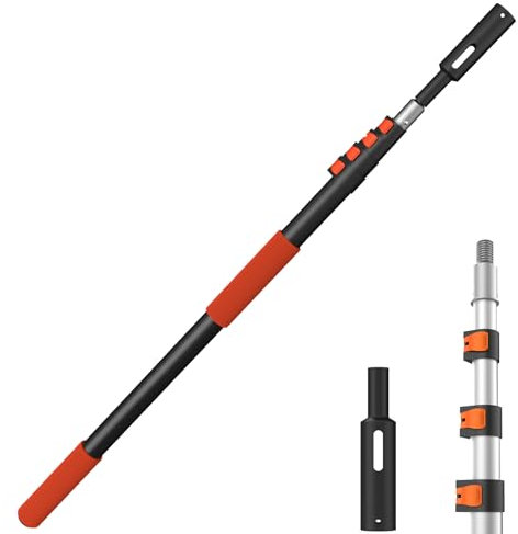 Buyplus Pool Pole - 12 Foot Telescopic Extendable Swimming Pool Pole with 3-12FT Aluminium Heavy Duty Extension Pole for Skimmer Nets, Rakes, Brushes and Vacuum Heads, Universal 1.25