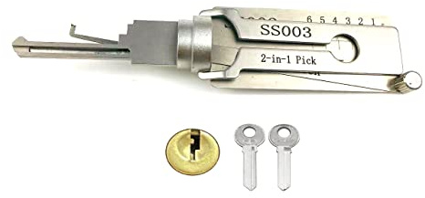 2-in-1 Schlosser-Werkzeug für Vorhängeschloss, Bürgerschloss, Lese- und Pick-Werkzeug, Euro-Zylinder-Dietrich-Set für Anfänger (SS003)