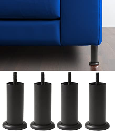 IPEA Piedini per Mobili e Divani modello ACQUAMARINA CON BASE BLACK – Set di 4 Gambe in Ferro – Piedi dal Design Minimal per Poltrone e Armadi – Colore Cromato – Altezza 120 mm