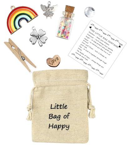 LUOKIFUR Happy Bag with Card Gift Bag Thoughtful Keepsake for Friends Family Classmates and Lovers Positive Gifts (Apricot)