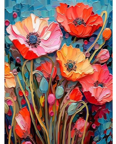 KEYIFA Peinture par Numéros pour Adulte, Fleur colore plante tableauKits de Peinture au numero avec Canevas Acrylique et Pinceaux, DIY Creatif Toile Kits Paint by Numbers, Décoration de Maison 30x40cm