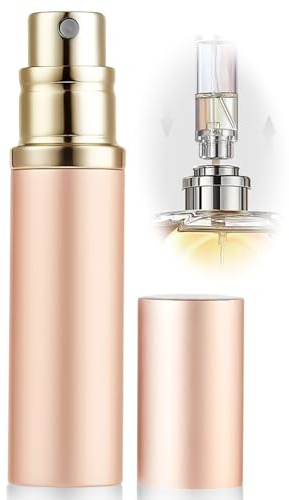 ASADAYS Parfümzerstäuber, nachfüllbar, 10 ml, tragbare Reise-Sprühflasche, auslaufsicher, Mini-Größe, Parfümzerstäuber, Bodenfüllung, Köln-Spender für Männer und Frauen (CA10ml Roségold)