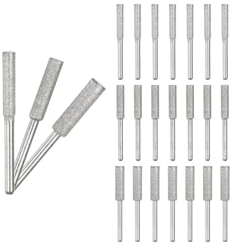 M METERXITY 24-Pack Diamond Chainsaw Sharpener, 5/32, 3/16, 7/32 High Hardness Grinding Stone Chainsaw Sharpening Kit for Electric Chainsaw Sharpener/Stone Carvings [3mm Silver]