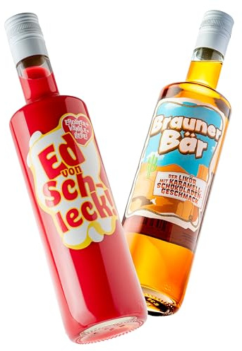 Retro Drink Set: Ed von Schleck & Brauner Bär - Erdbeer Vanille & Karamell-Schokoladen Likör | Alkohol Geschenk 2 x 0,7l