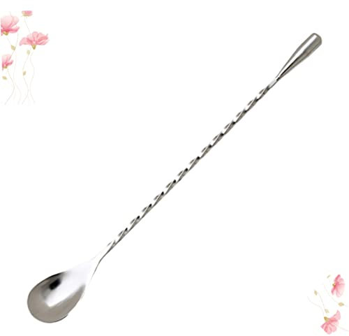 Alipis 3pcs Stainless Steel Stirring Spoons Handle Cocktail Mixing Spoons for Ice Coffee Tea and Dessert Anti Reusable Bar Tools for Home and Kitchen