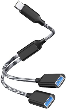 Sooiiyu Adaptador USB C Macho a USB Dual Hembra, Adaptador OTG Tipo C | Concentrador de Doble Puerto USB, Compatible con iPhone 17/16/15, MacBook, iPad Air, Surface, Xbox, Negro