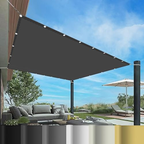 Vela Ombreggiante Impermeabile 4 x 6 m Impermeabile Antivento Rete Ombreggiante Protezione Antivento e UV per Esterno, Giardino e Terrazza, Piscina, Grigio Scuro