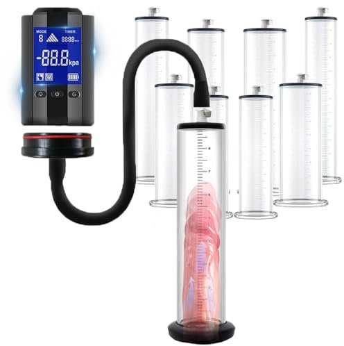 NAIXBTY Neu Elektrische Vakuumpumpe Extrem für Männer Penispumpe für Penisvergrößerung Erektion Unterdruck-Penisübun Vakuumpumpe mit Verschiedenen Modi SM Erektion Masturbator Sex Toys (E:22.9*6.4cm)