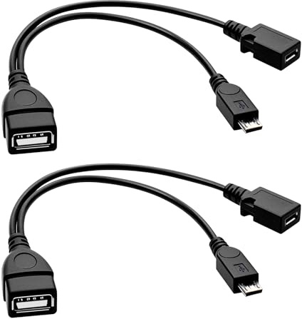 2 PCS 2-in-1 Micro USB to USB Adapter (OTG Cable + Power Cable) for FireStick,Port OTG Adapter for AMAZON FIRE TV STICK 2 TV 3 4K Samsung Andriod Micro(Black)