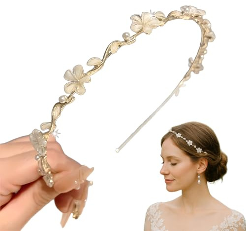 GGUFAY Serre-tête Communion Fille et Mariée, Bijoux Cheveux, Couronne Fleur Cheveux, Accessoire Cheveux avec Fleurs pour Première Communion, Mariage et Occasions Spéciales