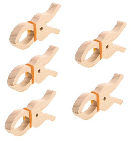 MUCKLILY 5 Stück Holzklammern Groß rutschfest Wäscheklammern Aus Holz Für Kleidung Handtuchhalter Basteln Und Foto-Displays Vielseitig Innen Und Außen 5.51X2.76X0.59 Zoll