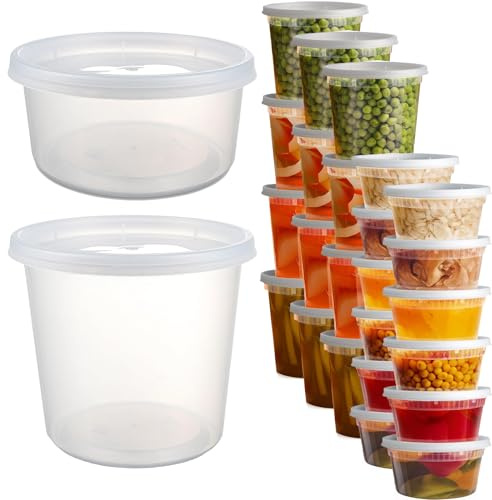 YOYEAH 24 Sets Deli Container, 12oz & 24oz, Kunststoffbehälter mit Deckel, Deli Cups & Food Container - BPA-frei, Wiederverwendbar, Dicht, Spülmaschinen, Mikrowelleneeignet und Gefriersicher
