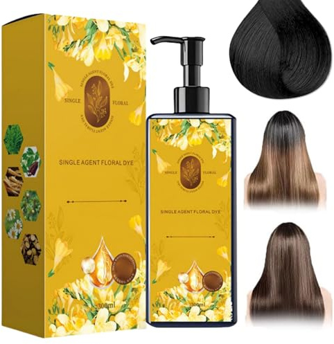 Nourishing Plant-Based Hair Color, Long-Lasting Floral Dye, Even And Natural Gray Hair Coverage, Softens and Adds Shine, Botanical Gentle Hair Coloring Cream for Men & Women (Natural Black)