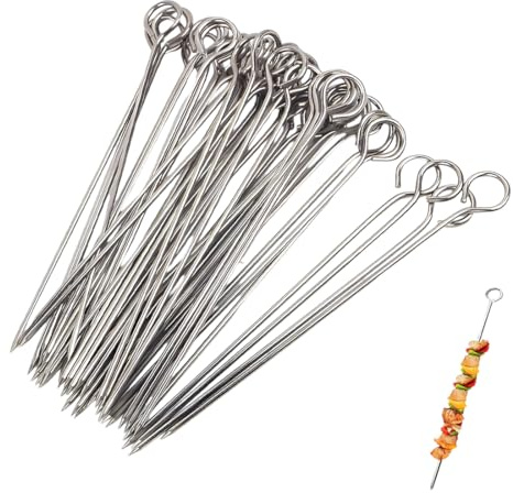 AEKZOX 30-teiliges Set wiederverwendbarer Rollnadeln, rostfreie, stabile Rollnadeln aus Edelstahl, für Meeresfrüchte und Gemüse (15 cm) (silberfarben)