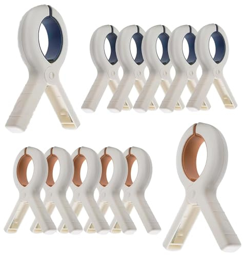 12 pcs Beach Towel Clips Solid Towel Clips Plastic for Pool Chairs Cruise Windproof Clothes Pins Clips Strong Grip for Outdoor Hold Towels Hat Clothes Tightly Smooth and Soft Closure