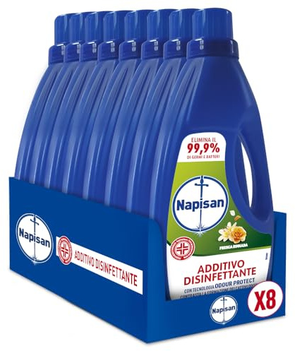 Napisan, Additivo Lavatrice Liquido, Fresca Rugiada, 8 flaconi da 1l