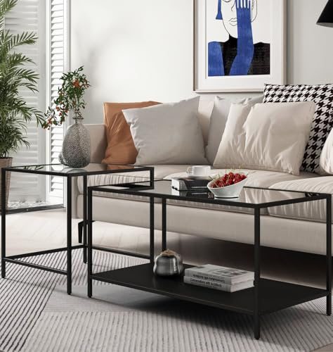 Hallowood Furniture Bewdley Spacious Black Metal Cabinet with Glass Door | Metal Bedside Tables for Living Room or Bedroom Side Table with Cupboard, Industrial Telephone Table for Lounge or Office Use