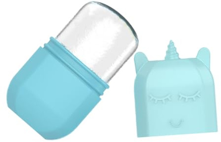 TEHAUX Molde de Silicona Azul Aliviar la Hinchazón Portátil Forma de Unicornio para Rodillo de Hielo Facial Adecuado para Masaje Facial y Cuidado Cutáneo