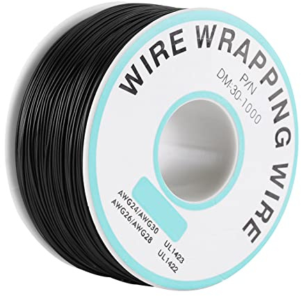 Badafaci 30AWG Tinned Copper Wire 0.25mm Single Stranded Cable 250m Black with Plastic Spool for Breadboard PCB Soldering Electronics Test