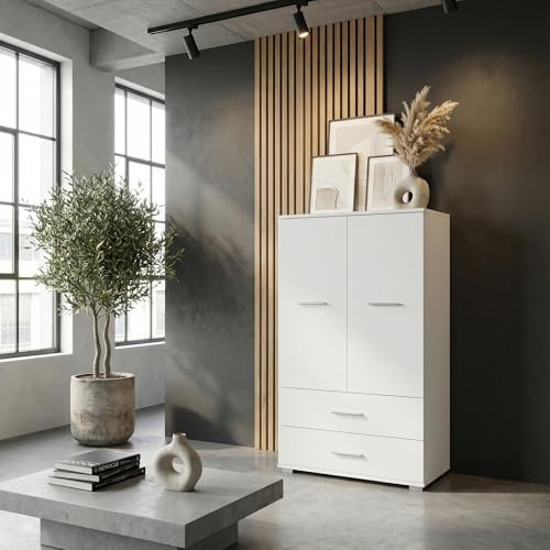 Komodee Kleiderschrank FAUSKE Weiß 69x130x36 cm