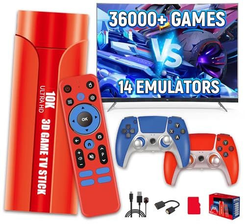 G1 Console di gioco retrò Console Retro Game Stick,36.000+ Giochi 14 Emulatori,Uscita 4K HD,Sistema di gioco 3D + Android 13,Console Portatile con controller wireless,Videogiochi Plug & Play per TV