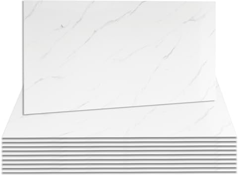 Takezuaa 20 Pcs White Marble Tile Stickers 2.2mm Thicken PET Peel and Stick for Kitchen 60x30cm Marble Self Adhesive Wall Tile Waterproof Bathroom Tiles Stick on Tile Backsplash for Living Room