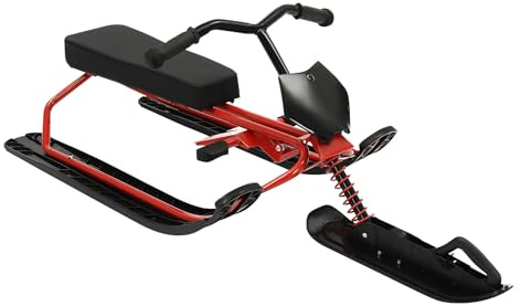 Trineo de dirección para niños, trineo con volante para niños a partir de 3 años – Trineo robusto para principiantes con marco triangular, freno de pie, cuerda de tracción y suspensión hasta 90 kg