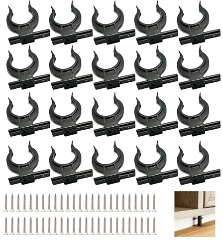 20Stück Küchensockel Befestigung Clips,Sockelleisten Clips Mit 50 Schrauben Sockelblende Küche 32-36mm Verstellbar Sockelleisten Küchen Sockelhalterungen für Sofa Tisch Schränke Bett TV Möbel(Schwarz)