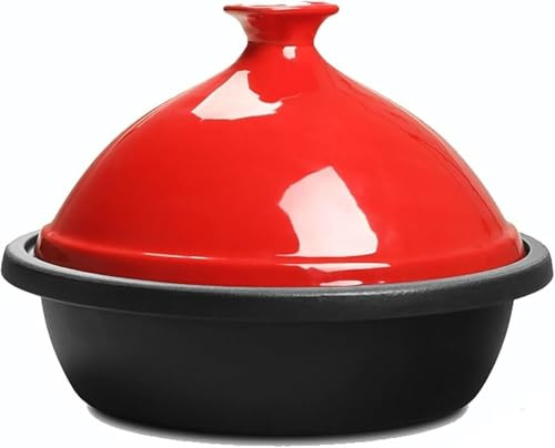 Enameled Cast Iron Tagine Pot - Nonstick Moroccan Tajine Casserole for Stew and Slow Cooking, Durable Ceramic Cookware