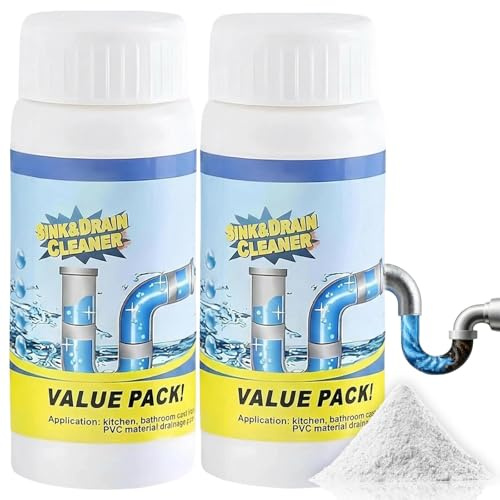 Powerful Foaming Drain Cleaner & Deodorant, Heavy-Duty Sink Unblocker for Kitchen, Bathroom, Shower Clogs, Quick-Effective Long-Lasting Solution, 2-Pack