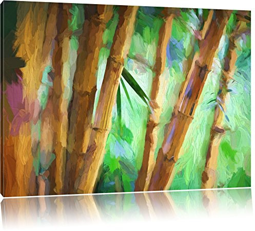 Pixxprint alter rustikaler Bambus, Größe: 120x80cm, Leinwandbild, fertig gespannt, Wandbild, Dekoration, Kunstdruck, kein Poster
