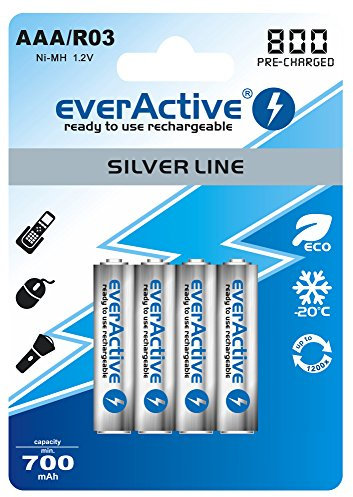 20 EverActive Silver Line AAA Micro Batteria 700 mAh NIMH ricaricabili LR3 HR03...